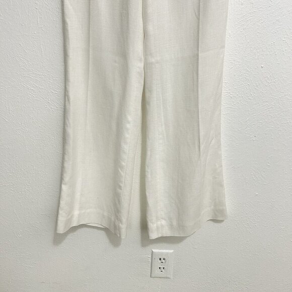 Elevenses Anthropologie Off-White Linen Wide Leg Pants Coastal Nautical Size 2 - Picture 5 of 12